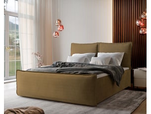 Lit avec rangement 140x200 cm <strong>MASSENO</strong>  <strong></strong> coloris jaune