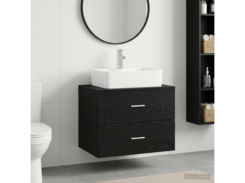  Ensemble de mobilier de salle de bain chêne noir cf64646  - Conforama B