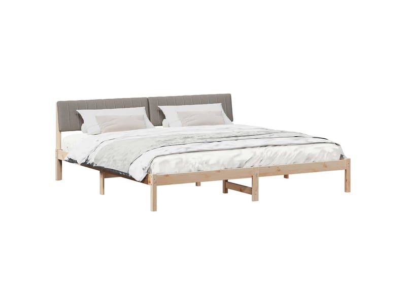  Lit double- lit adulte -  cadre de lit marron et taupe 200 x 200 cm bois massif en pin  - Conforama B