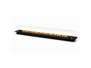 Brûleur de cheminée bioéthanol encastrable topline - 4 litres, 150 x 21 x 25 cm, édition noire en acier