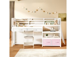 Lit mezzanine 140x200 cm <strong>MODERNLUXE</strong> <strong></strong> coloris blanc