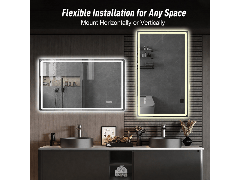  Miroir de salle de bain led sans cadre anti-buée dimmable 100 x 60 cm W3700P467923 - Conforama D