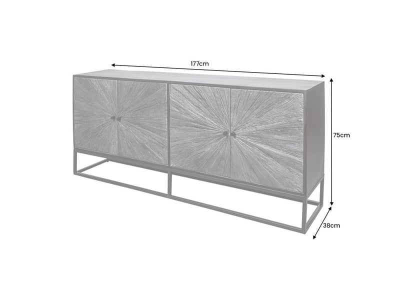  Buffet rafta 180 cm en bois massif de manguier et teck – motif solaire sculpté  - Conforama D