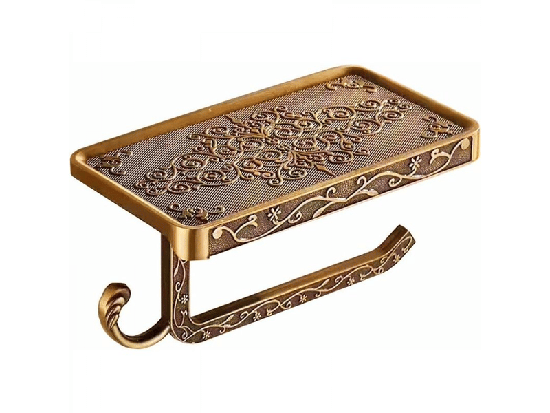 Porte-papier toilette mural 2 en 1 style vintage, bronze antique - Conforama A