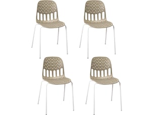 Lot de 4 chaises de cuisine empilables kio kaki et blanches avec structure métal