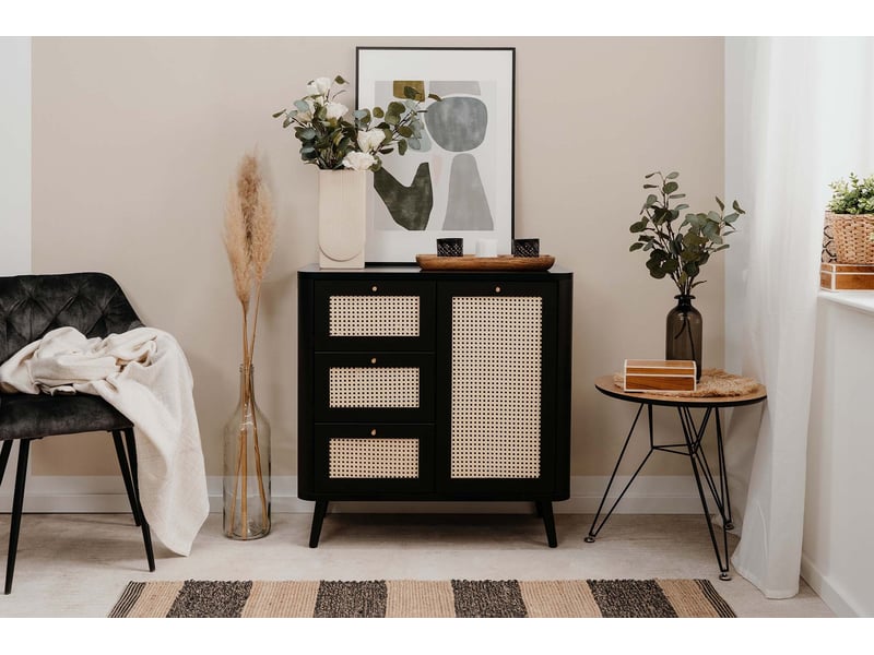 Buffet 1 porte MALAYA coloris bois clair - Conforama X