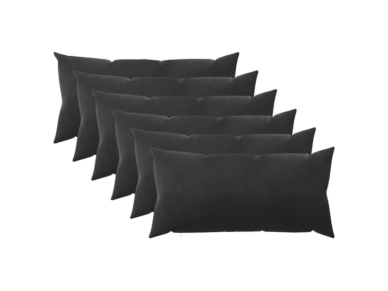  Lot de 6 coussins avec oreiller, coussins décoratifs heerlen noir velours cf50876  - Conforama A