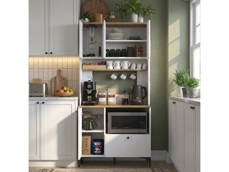  Buffet de cuisine polyvalent avec étagères silhoutte  - Conforama D