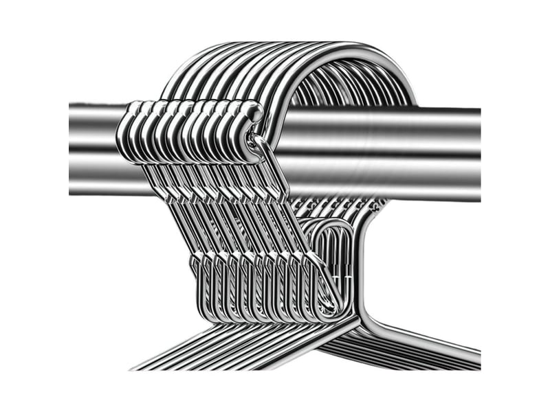  Ccykxaa lot de 10 16.5 cintres métalliques - capacité de charge de 11,3 kg - t = 4 mm - en acier inoxydable - fin et résistant au vent - crochets métalliques - 42 cm - argenté  - Conforama B