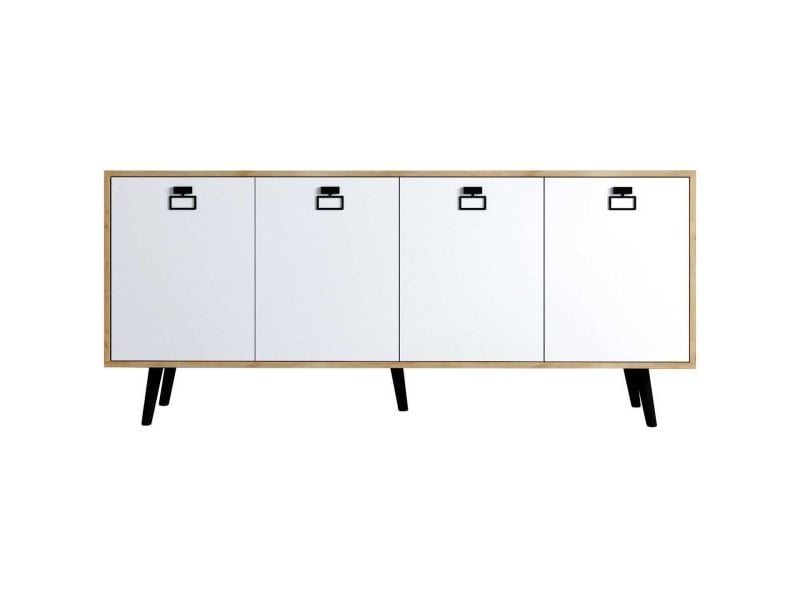 Buffet 4 portes en aggloméré mirza modern blanc et chêne  - Conforama B