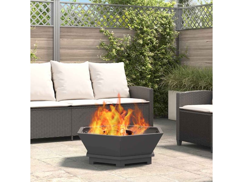 Brasero exterieur, foyer camping noir 75x75x28 cm acier patiné - Conforama B