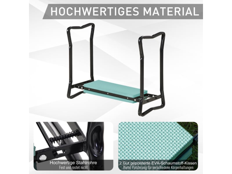 Banc à genoux pliable pour jardin, siège eva, cadre acier, 150 kg, vert foncé, 58x28x49 cm - Conforama D