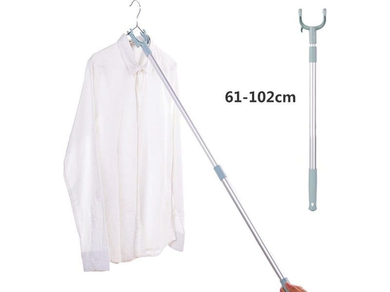  Perche à vêtements télescopique réglable en aluminium avec cintres, tringle à habits extensible pour dressing, lot de 2  - Conforama C