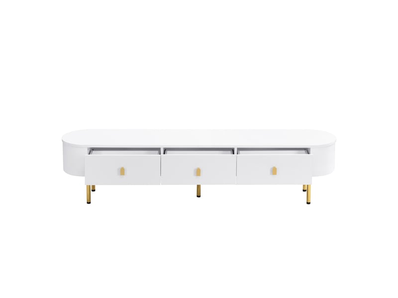  Ensemble meuble tv 180 cm avec table basse, bois blanc et chêne clair, rangements intégrés  - Conforama A