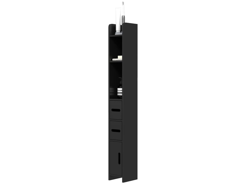 Colonne de rangement, armoire haute pour salle de bain bois noir 15x17x120cm - Conforama A