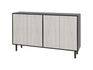 Buffet de cuisine meuble de rangement 2 placards avec étagères réglables, noir et aspect bois gris, 121 x 37 x 75 cm