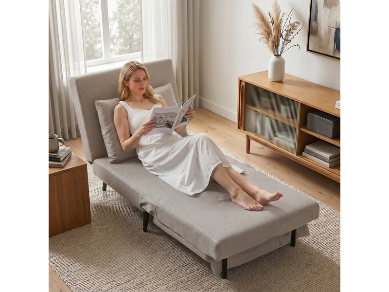Fauteuil convertible 1 place, fauteuil-lit clic-clac 3 en 1, 75x88x78cm, marron clair - Conforama C