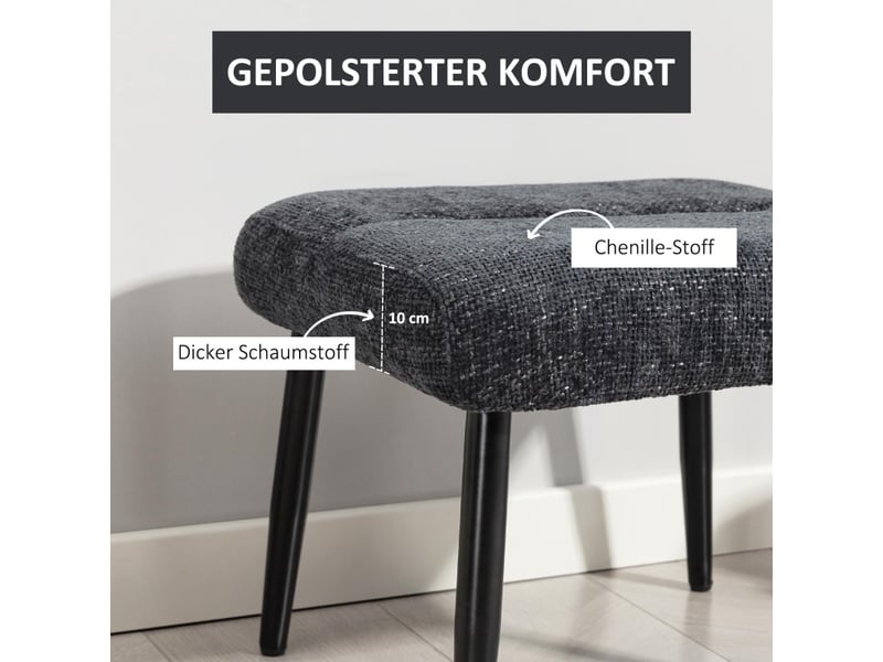  Tabouret avec coussin d'assise moelleux, pieds en acier, repose-pieds en tissu chenille, 45 x 41 x 38 cm, gris foncé 838-598V00CG - Conforama D