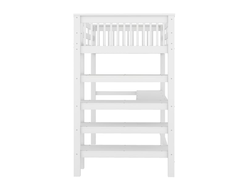  Lit mezzanine enfant blanc 90 × 200 cm, bureau sous le lit et compartiments de rangement, sans matelas  - Conforama E