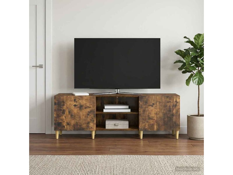  Meuble tv - banc tv - meuble de rangement chêne fumé 150 x 31 x 50 cm bois d'ingénierie  - Conforama B