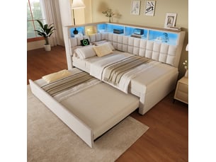 Lit gigogne 90x200 cm <strong>MODENVIE</strong>  <strong></strong> coloris beige