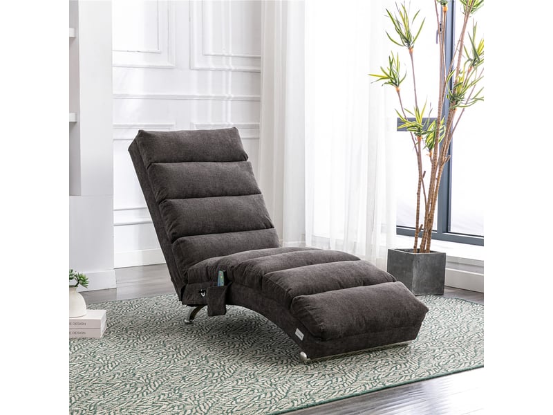  Fauteuil de massage 55x148x84 cm, vibration douce, lin gris foncé  - Conforama B