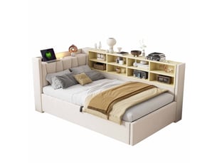 Lit banquette 90x200 cm coloris beige
