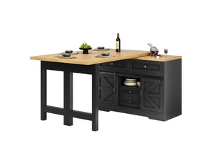 Îlot de cuisine 120x40x72 cm - meuble de rangement 2 portes et 2 tiroirs, plateau pivotant 360° - noir