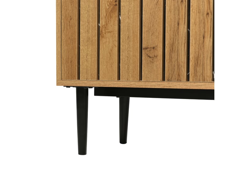  Meuble tv - double texture - effet marbre &amp; bois - pieds métal - design compact  - Conforama W
