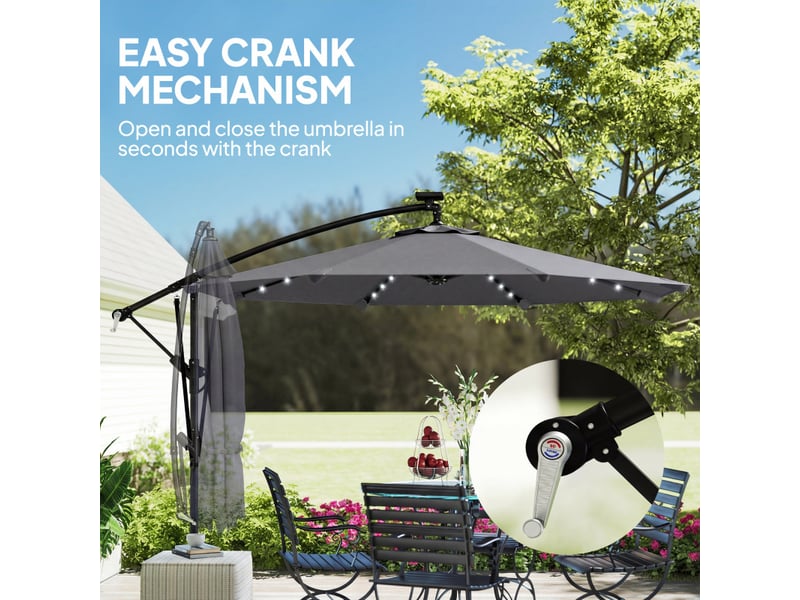 Parasol vézeval led déporté inclinable étanche gris foncé 295 cm - Conforama D