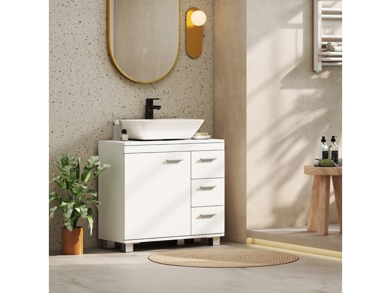  Meuble sous lavabo 70 cm avec rangement blanc evryae  - Conforama C