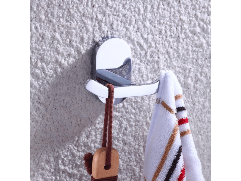 Crochet mural pour accessoires de salle de bain tels que peignoirs et serviettes - laiton massif chromé - style contemporain - Conforama B
