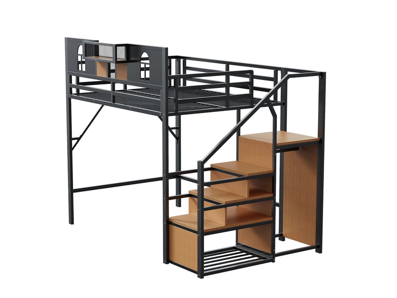  Lit superposé en métal noir 255x145.5 cm  - Conforama A