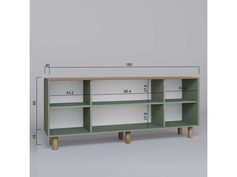  Buffet 4 portes en aggloméré bohemian vert  - Conforama C