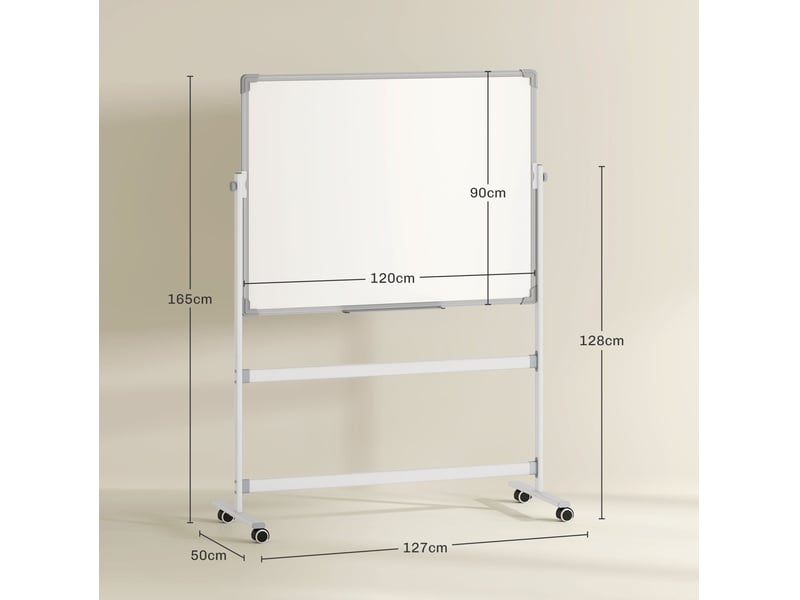  Tableau blanc magnétique 120x90 cm double face pivotant métal blanc  - Conforama E