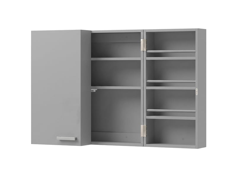  Armoire à pharmacie murale, armoire à médicaments avec double porte verrouillable 2 clés, 53x20x53cm, gris  - Conforama A