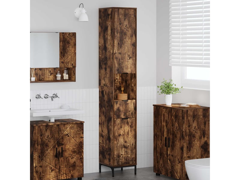  Cabinet de salle de bain, armoire salle de bain chêne fumé 31,5 x 33 x 190 cm cf65311  - Conforama B
