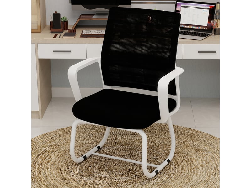  Chaise avec accoudoirs et dossier en maille noir et blanc sur pied luge IKSETERA TRADING LTD - Conforama B
