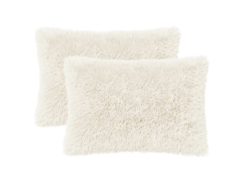  Lot de 2 coussins avec oreiller, coussins décoratifs heerlen blanc fleece pv cf50400  - Conforama A