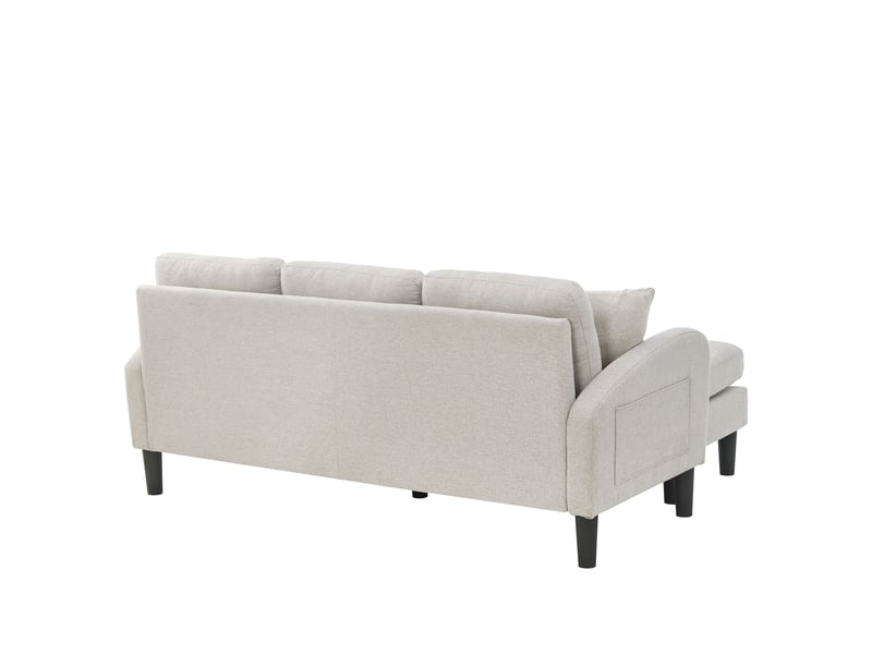  Canapé d'angle réversible 3 places 166 cm en coton-lin beige, gris et blanc, méridienne modulable Fay Lum - Conforama D