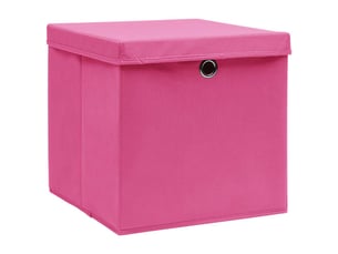 Boîtes de rangement avec couvercles 4 pcs rose 32x32x32cm tissu
