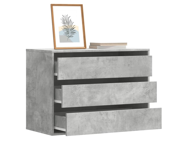  Commode chambre adulte, commode d'angle gris béton 80x41x58 cm bois d'ingénierie  - Conforama B