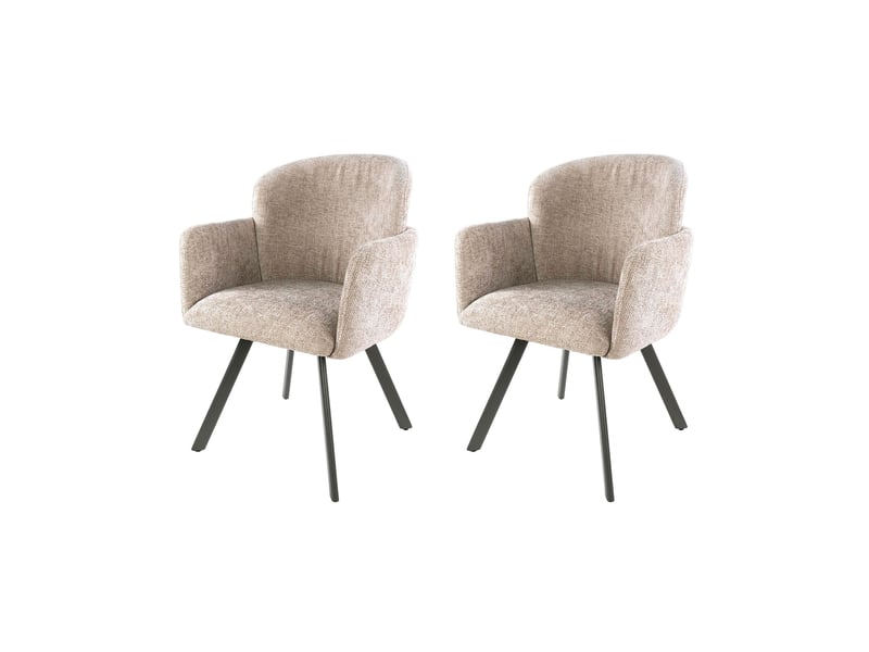 Lot de 2 fauteuils repas 58x61x85 cm en tissu texturé sable - gety - Conforama B