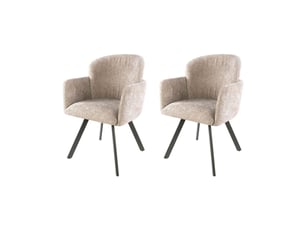 Lot de 2 fauteuils repas 58x61x85 cm en tissu texturé sable - gety