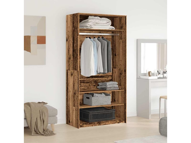  Garde-robe, armoire de rangement vieux bois 100x50x200 cm bois d'ingénierie shl18685  - Conforama C