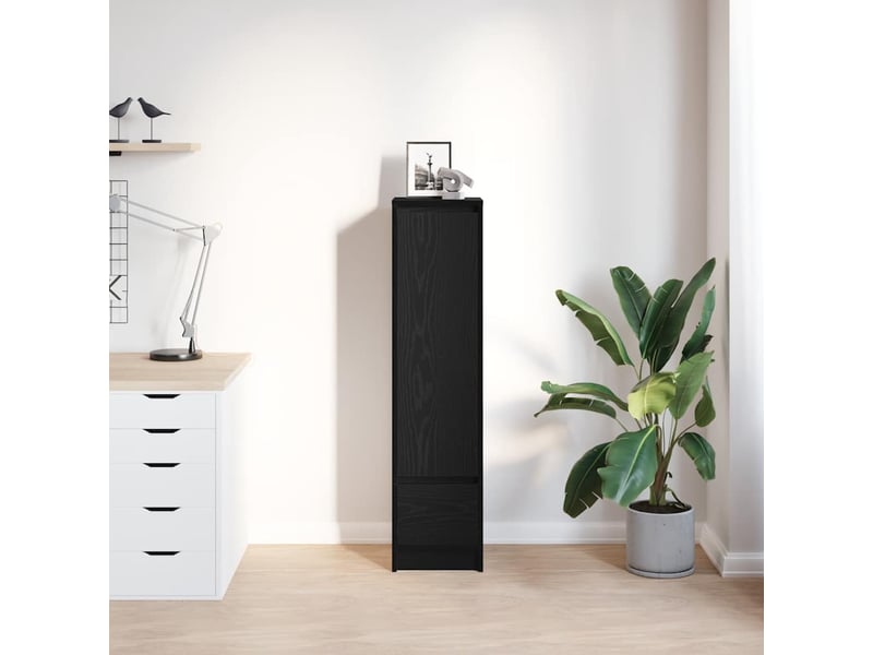  Buffet haut - bahut - meuble de rangement chêne noir 29,5x34x119,5 cm bois d'ingénierie  - Conforama C