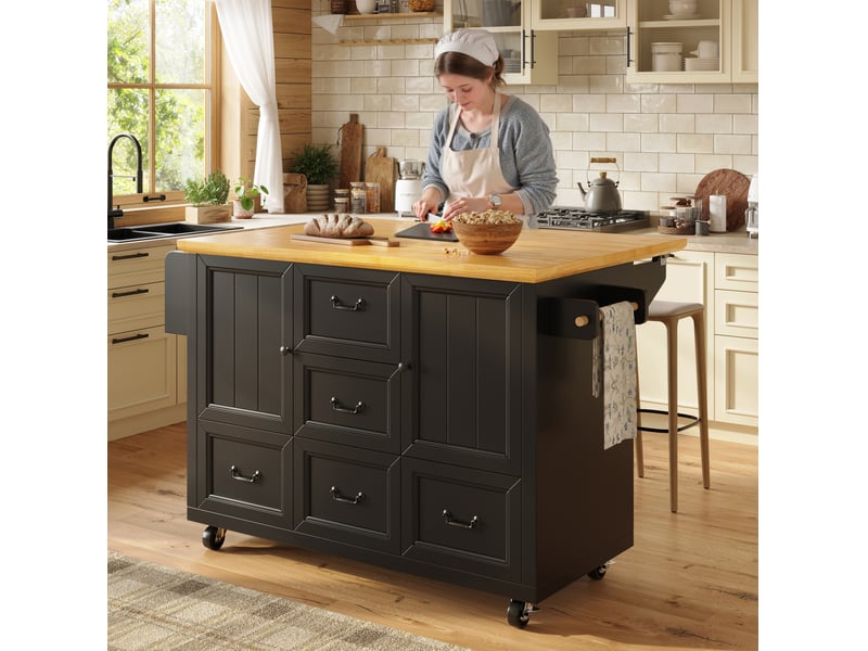  Îlot de cuisine 120x45x93 cm pliant mdf noir  - Conforama B