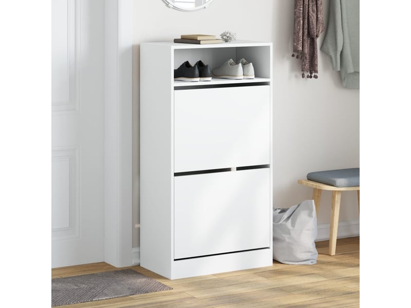  Meuble à chaussure | armoire à chaussures blanc 60x34x116 cm bois d'ingénierie  - Conforama C