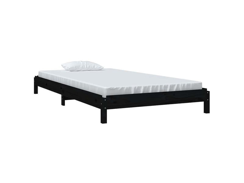  Lit simple- lit adulte -  lit empilable sans matelas noir 80x200 cm bois massif de pin  - Conforama B