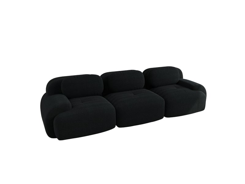  Canapé modulable, canapé 3 places, en velours tricoté, noir, livré monté, sans structure, chambre, pour salon  - Conforama E